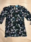Cece Black Floral Tie Sleeve Blouse Xs Puff Sleeve Keyhole Back Cottagecore Boho