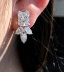 Radiant 4 Ct F-vs1 Lab Grown Diamond Wedding Drop Dongle Earrings 14k White Gold
