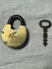 Vtg Brass Reese Round Padlock  W key