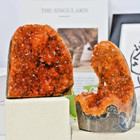 300g  Rare Orange Geode Cut Base Cluster  Mineral Specimen Crystal Decoration