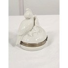 Vtg White Ceramic Cockatoo Floral Latching Trinket Box 3 5  X 2 5  Euc 