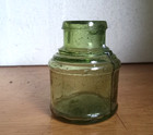 Pretty Grass Green Early 1900 Ink Bottle With Large  b emb On Bottom