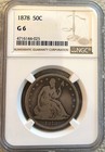 1845-o   1878 Seated Liberty Half Dollars Ngc G6 No Motto motto Set