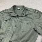 Womens Military Style Cargo Jacket Size Small Army Green Denim Tactical Shacket