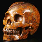 Huge 5 0  Bamboo Stone Carved Crystal Skull  Realistic  Crystal Healing