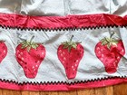 Vintage Kitchen Apron Strawberries 1950   s Light Blue  Red   Black Retro Lg Fruit