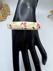 Vintage Plastic Bangle Handmade Painted Flower Bracelet Jewelry Retro