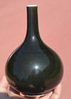 19c Chinese Mirror Black Glaze Monochrome Porcelain Vase Not Famille Rose
