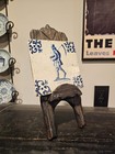 Antique Spanish Carved Wood Display Easel Stand Spain Picture Tile
