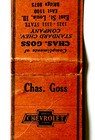 Star Match Co  East St  Louis  Il 1930 s- Charles Goss Chevrolet  Match Cover
