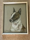 Antique Rare Bull Terrier Dog Painting Signed Marjorie Cox 1951  romany Riga 