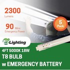 T8 Emergency Led Tube Light 18w  4ft  5000k  Etl Listed