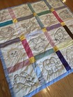 Vtg Baby Crib Quilt Blanket Hand Embroidered Blue Back Noah   s Arc Animals 35 5   