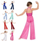 Girls Sleeveless  sequins Lyrical Ballet Leotard Dress Contemporary Dance Costume