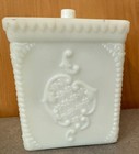 Antique Vintage White Milk Glass Tea Spice Tobacco Square Jar W Lid