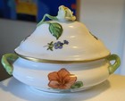 Vintage Herend Queen Victoria Mini Tureen With Yellow Rose Lid