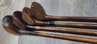 4 Antique Vintage 1920 s  Hickory Wood Shaft Golf Clubs Driver Brassie Spoon