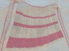 Vintage Child s Small Cotton Pink White Stripe Crocheted Apron - Handmade