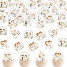 40pcs Edible Circle Wedding Groom Bride Cupcake Toppers Mr Mrs Cupcake Picks    