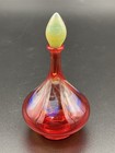 Hand Blown Art Glass Perfume Bottle With Stopper Red Blue Yellow Iridescent