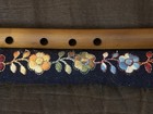 Bamboo Flute With Multi Colored Embroidery Flowers On Felted Wool Cover