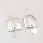925 Sterling Silver Hammered Square Dangle Earrings Double Drop Handmade D25