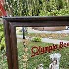 Olympia Beer Advertising Vintage Bar Mirror Girl Etched Framed Pale Ale Man Cave