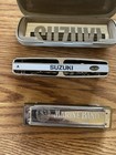 Lot Of 2 Harmonicas Suzuki Mr350 A And Marine Band Vintage Rare Make Offer