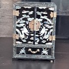 Vintage Korean Najeonchilgi Mother Of Pearl Jewelry Chest     Black Lacquer   