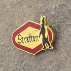 Stratton Bear Goldtone Red Ski Souvenir Travel Vintage Lapel Hat Pin Vermont