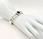 Vtg Taxco Mexico Sterling Silver Lapis Cuff Bracelet Modernist 6 75   
