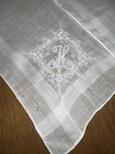 Pair Antique Embroidered Monogrammed H Hankerchiefs Wedding Traditional