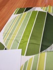 Awesome Rare Vintage Mid Century Retro 70s Green Striped Circles Fabric  Look 
