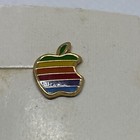 Vtg Rare Apple Macintosh Computer Rainbow Logo Post Stud Earrings Emblem