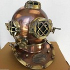 18  Iron   Brass Full New Antique Finish Navy Mark V Scuba Diving Divers Helmet