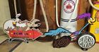 Plymouth Road Runner 47  Gasoline   Oil Sign Standing Wile Coyote   Bird Set