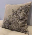 Arhaus Square 18  Pillow Cover W Insert Garden Pewter Big Flower Beaded On Linen