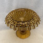 Vtg Fenton Amber Fairy Lamp Light  Glass Base Hobnail Ruffle Rim Footed Pedestal