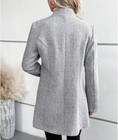 Womens Long Sleeve Casual Jacket Blazer 1 Button Winter Coat Mid-long Stand Coll