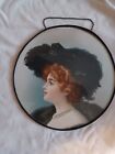 Antique Victorian Lady Hat Portrait Chromo Print Flue Cover Original