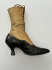 Single Lovely Antique Women s High-top Laced Black   Tan High Heal Shoe Display