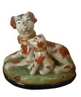 Vintage Staffordshire Spaniel Dog With Puppy Russet Statue C4
