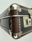 Vintage Small Hard Shell Suitcase Travel Case W Keys Retro Luggage Sticker Decor