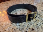 Boston Leather Basketweave Belt 6605 Size 40 Black Brass Buckle Police Duty Belt