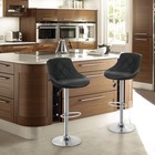 2 Pcs Adjustable 360 Degree Swivel Bar Stools Pu Leather Chair With Back