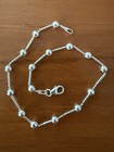 Beautiful New Italian  Bar And Ball Anklet  bracelet Sterling Silver 9    Long