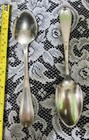 Lot Of 2 Antique Oval Thread Silverplated Table Serving Spoons Hat Inside D Logo