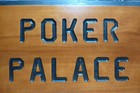 Poker Palace Vintage Sign Bevel Edge Wood Impressed Lettering Casino Card Ad