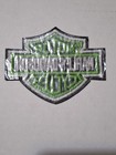 Embroidered Harley-davidson Shield Iron On Patch Green And White