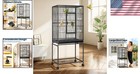 Large Bird Cage With Rolling Stand  Black